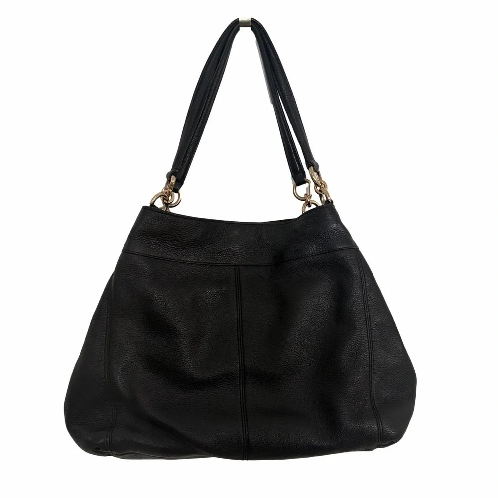 Coach Large Lexy Black Leather Shoulder Bag with Gold Hardware - Picture 2 of 9